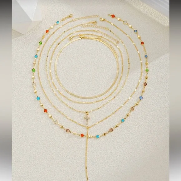 Gold Multi-Layer Necklace R39 - Picture 3 of 3